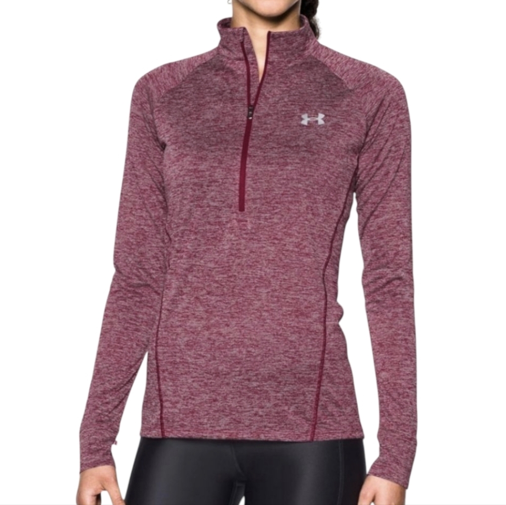 Under Armour Womens Heat Gear UA Tech 1/4 Zip Pullover Top Heathered Size Small